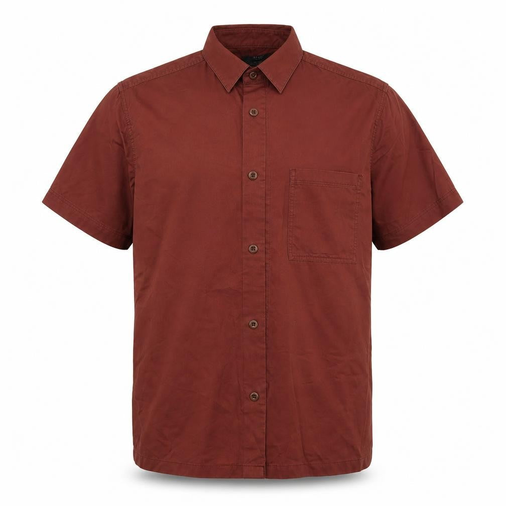 Marks and Spencer Mens Red  Cotton  Button-Up Size L Collared Button - Rust Coloured
