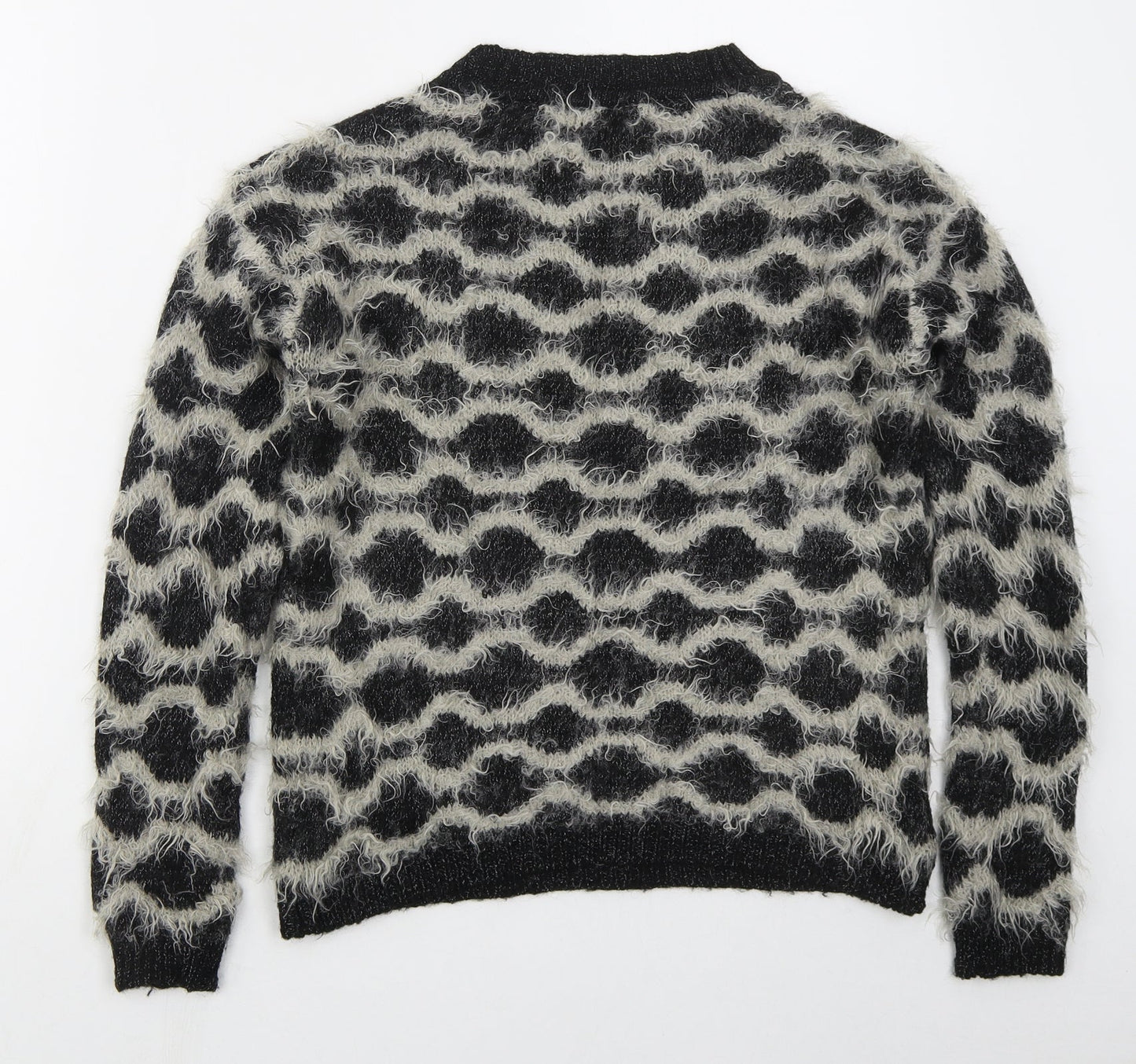 Marks and Spencer Womens Black Crew Neck Geometric Nylon Pullover Jumper Size 12