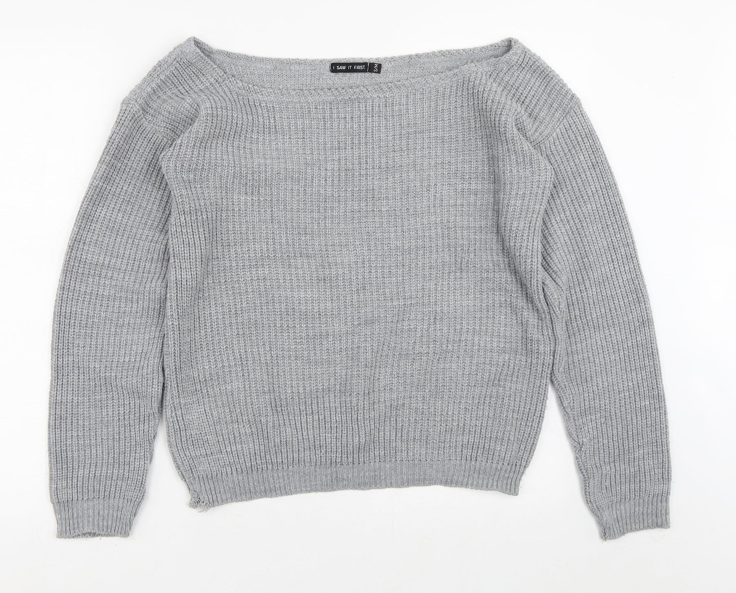 I SAW IT FIRST Mens Grey Round Neck  Acrylic Pullover Jumper Size S
