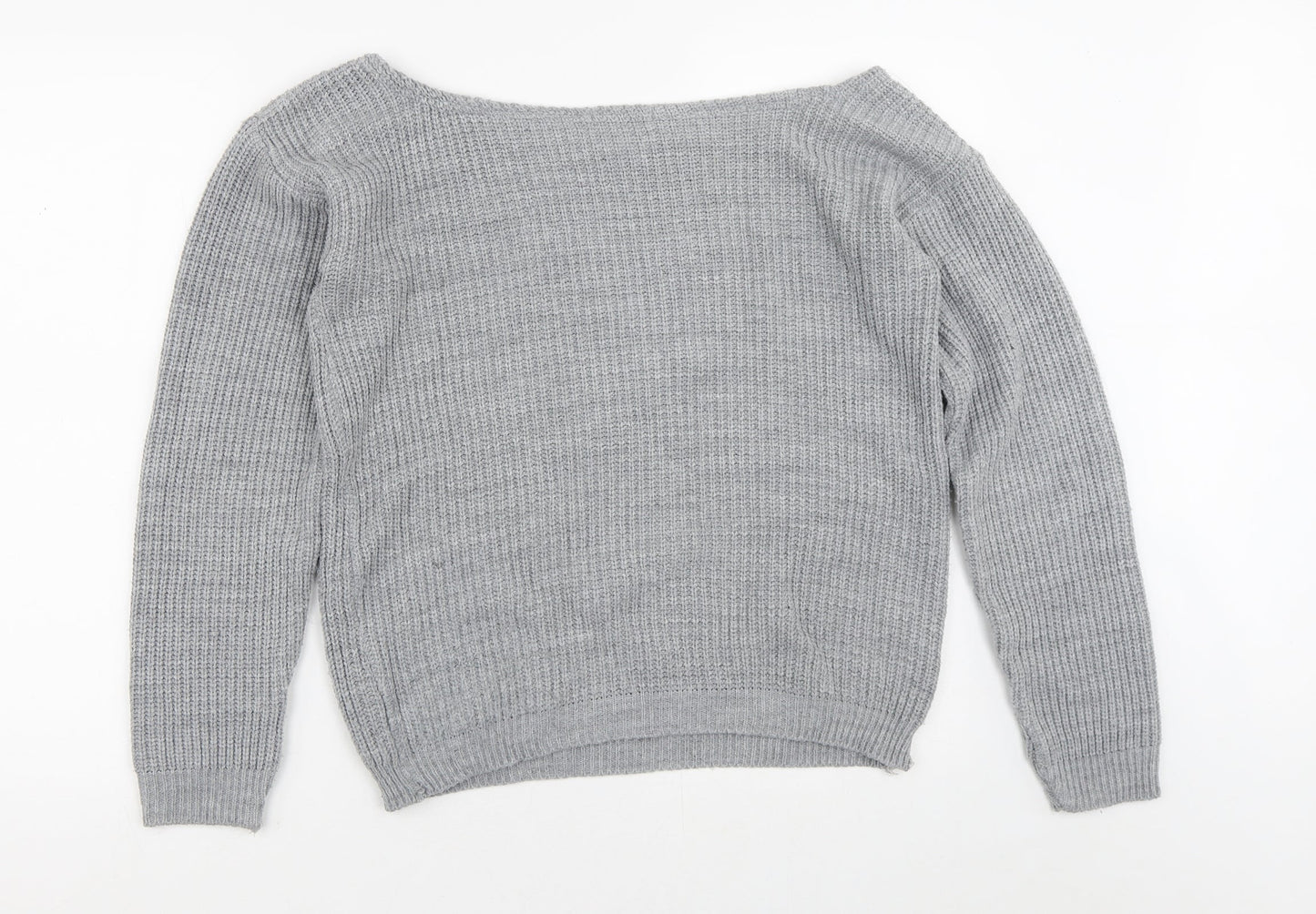 I SAW IT FIRST Mens Grey Round Neck  Acrylic Pullover Jumper Size S