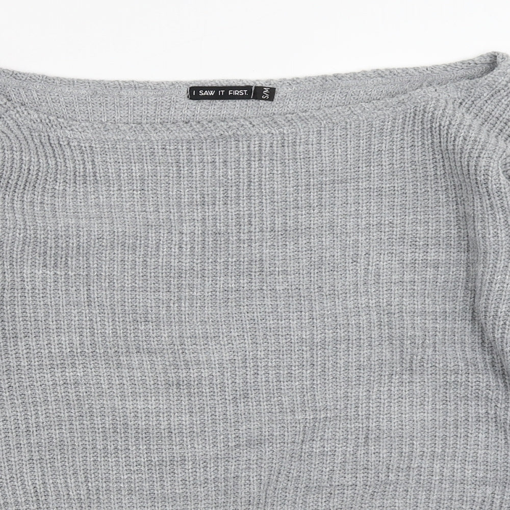I SAW IT FIRST Mens Grey Round Neck  Acrylic Pullover Jumper Size S