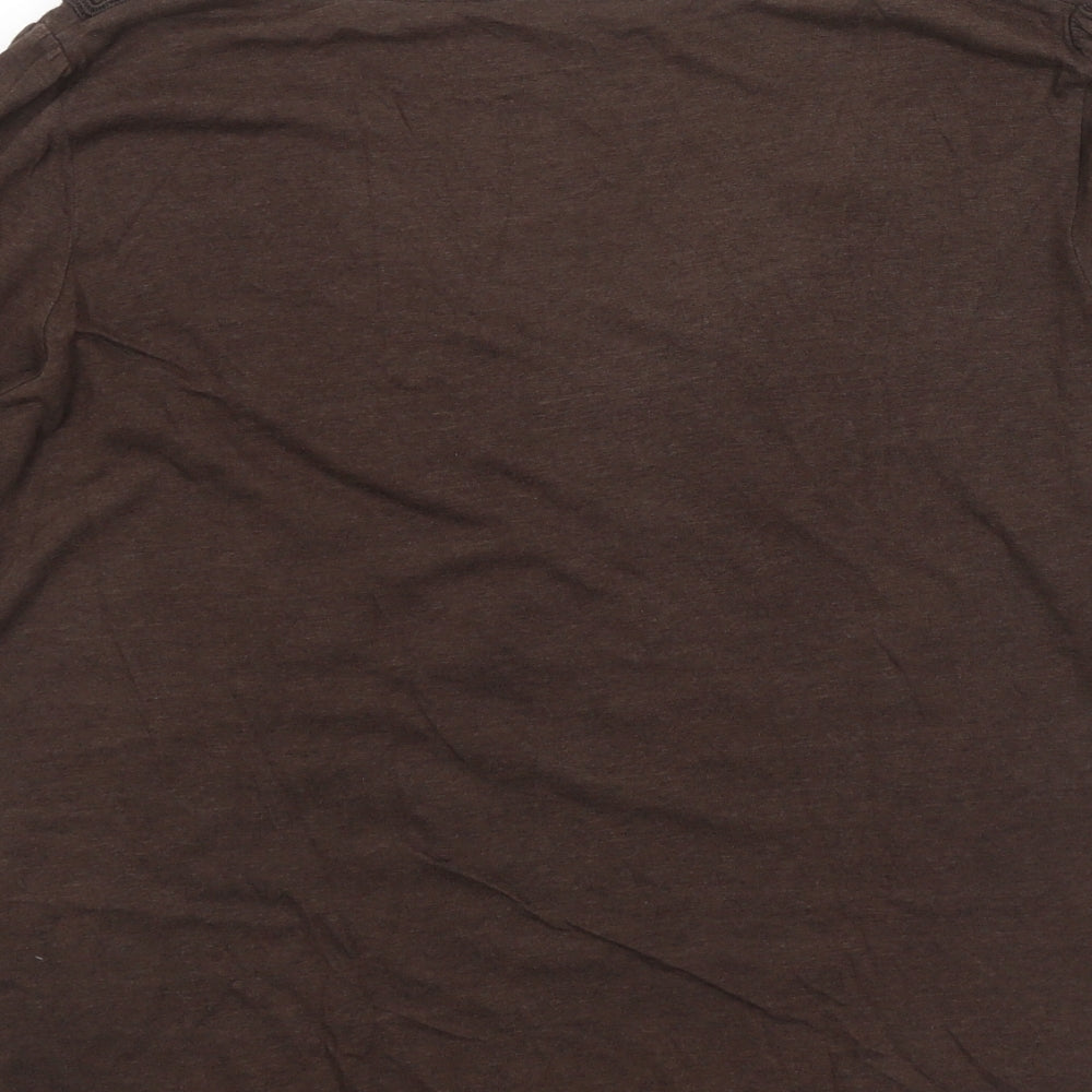Preworn Womens Brown  Viscose Basic T-Shirt Size 14 Scoop Neck