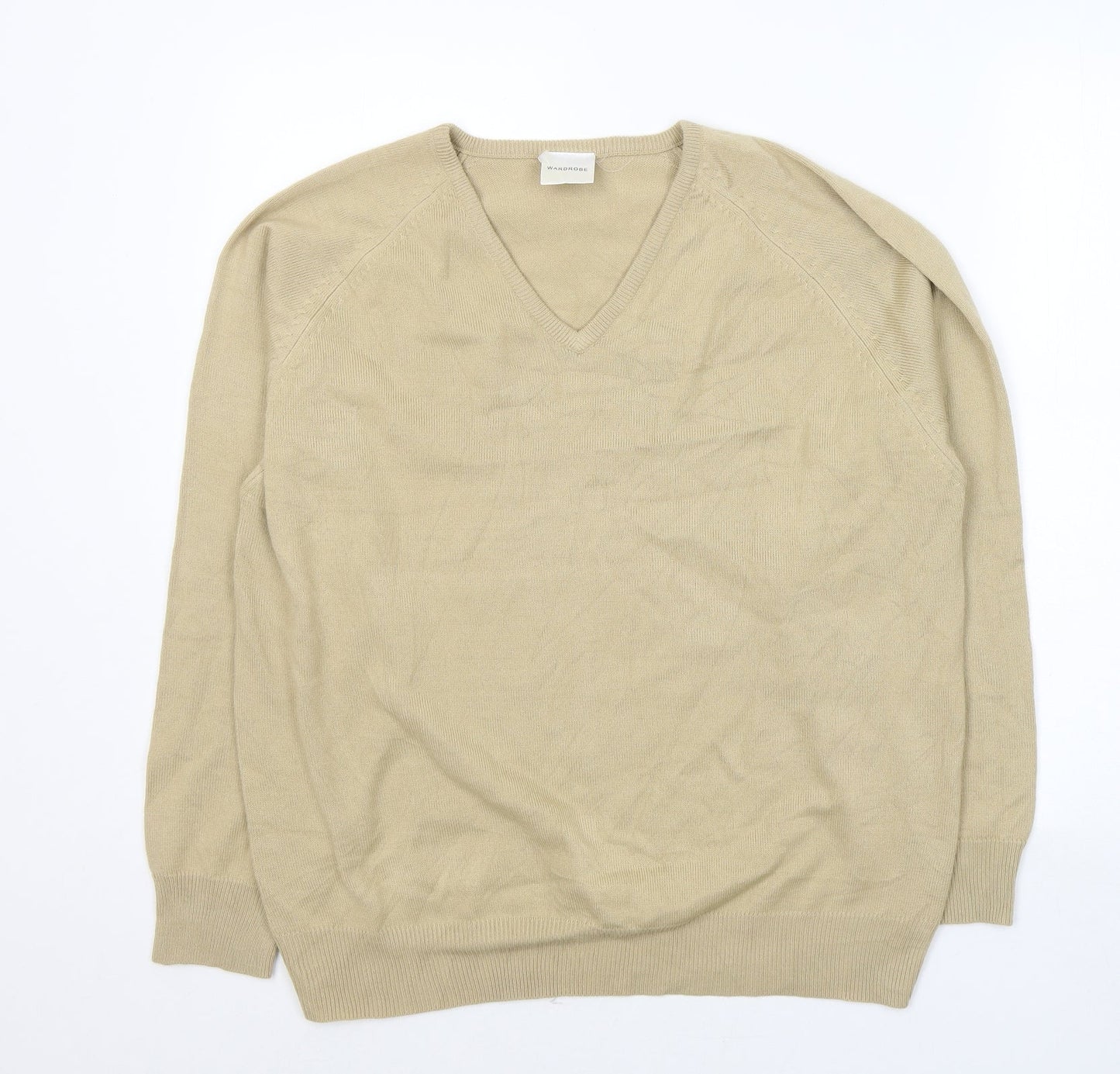 Wardrobe Womens Beige V-Neck  Acrylic Pullover Jumper Size 16
