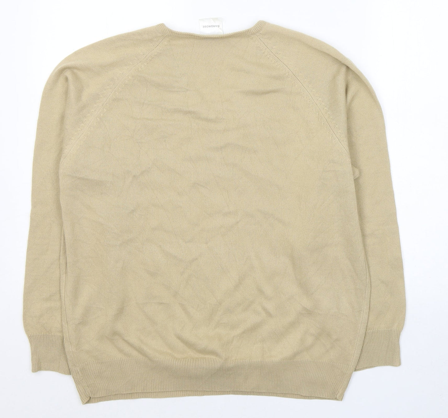 Wardrobe Womens Beige V-Neck  Acrylic Pullover Jumper Size 16