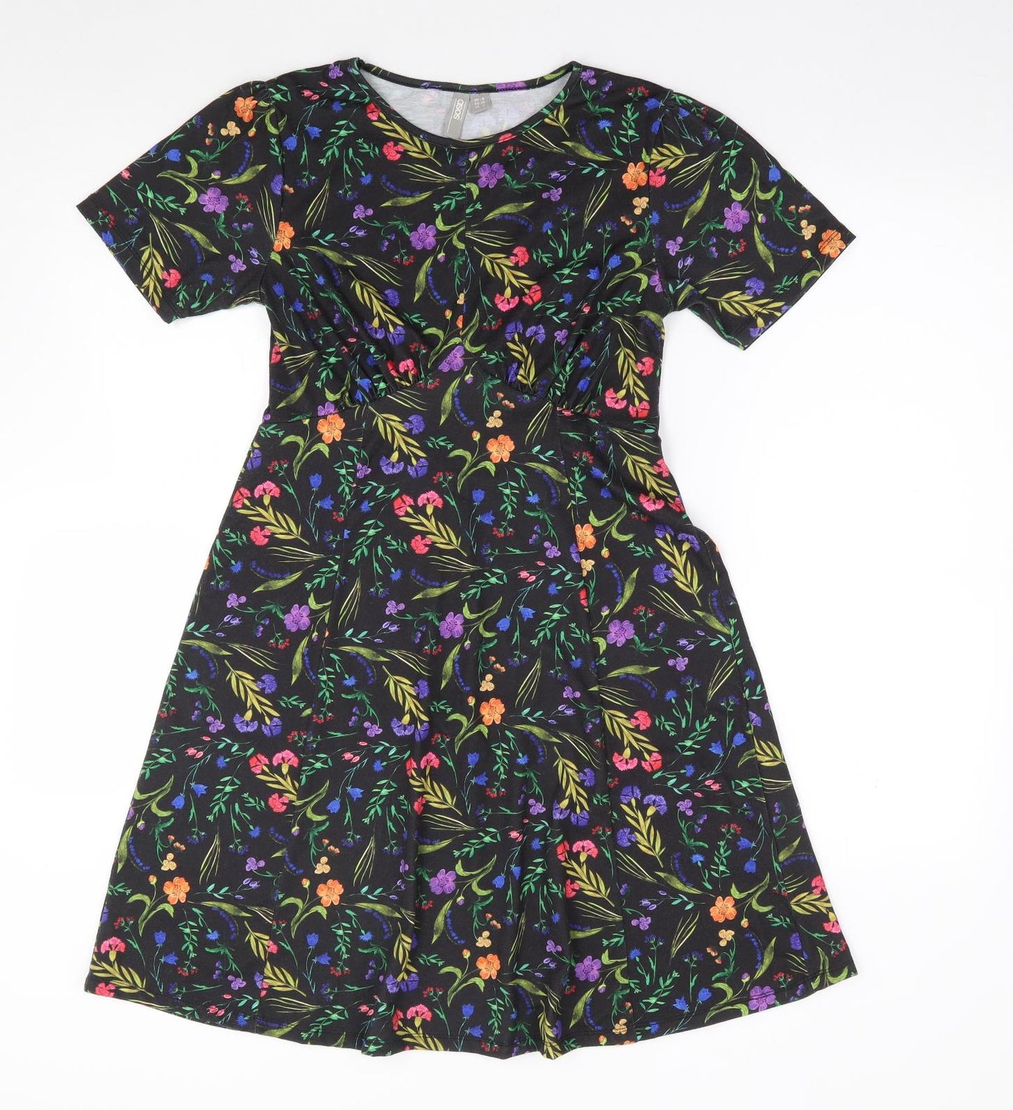 ASOS Womens Multicoloured Floral Polyester Skater Dress  Size 8  Crew Neck Pullover