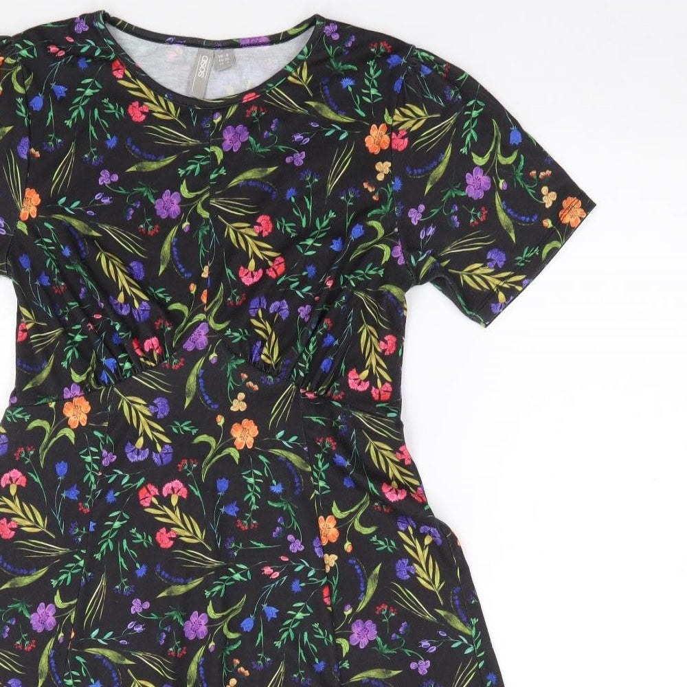 ASOS Womens Multicoloured Floral Polyester Skater Dress  Size 8  Crew Neck Pullover