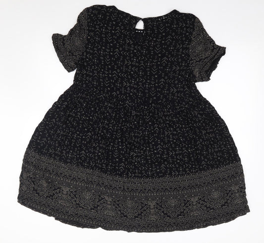 New Look  Womens Black Geometric Polyester Fit & Flare  Size S  Round Neck Pullover