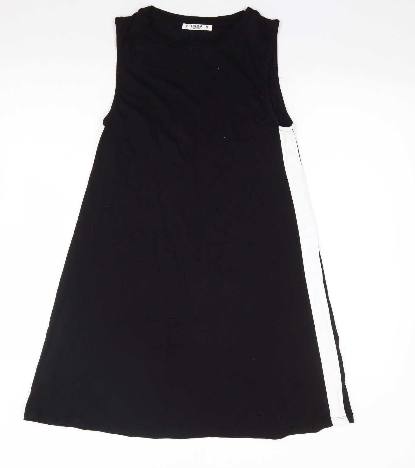 Pull & Bear Womens Black  Viscose Tank Dress  Size S  Crew Neck Pullover