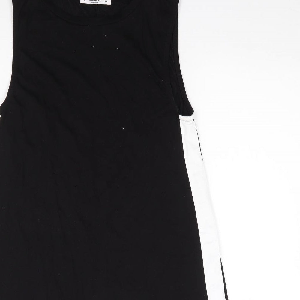 Pull & Bear Womens Black  Viscose Tank Dress  Size S  Crew Neck Pullover