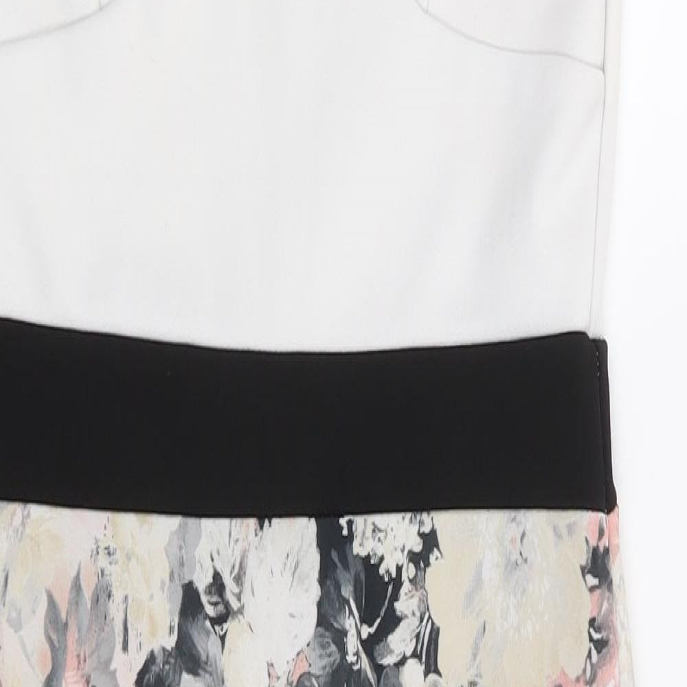 Missi London Womens Multicoloured Floral Polyester Bodycon  Size 8  V-Neck Pullover