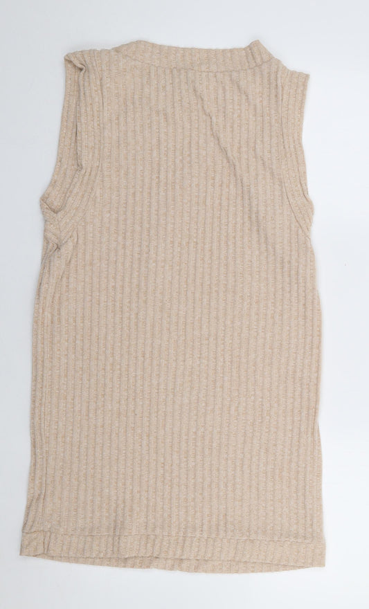 ASOS Womens Beige  Polyester Tank Dress  Size 10  Round Neck Pullover