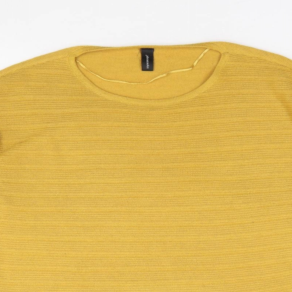Soya Concept Womens Yellow Round Neck  Polyester Pullover Jumper Size M