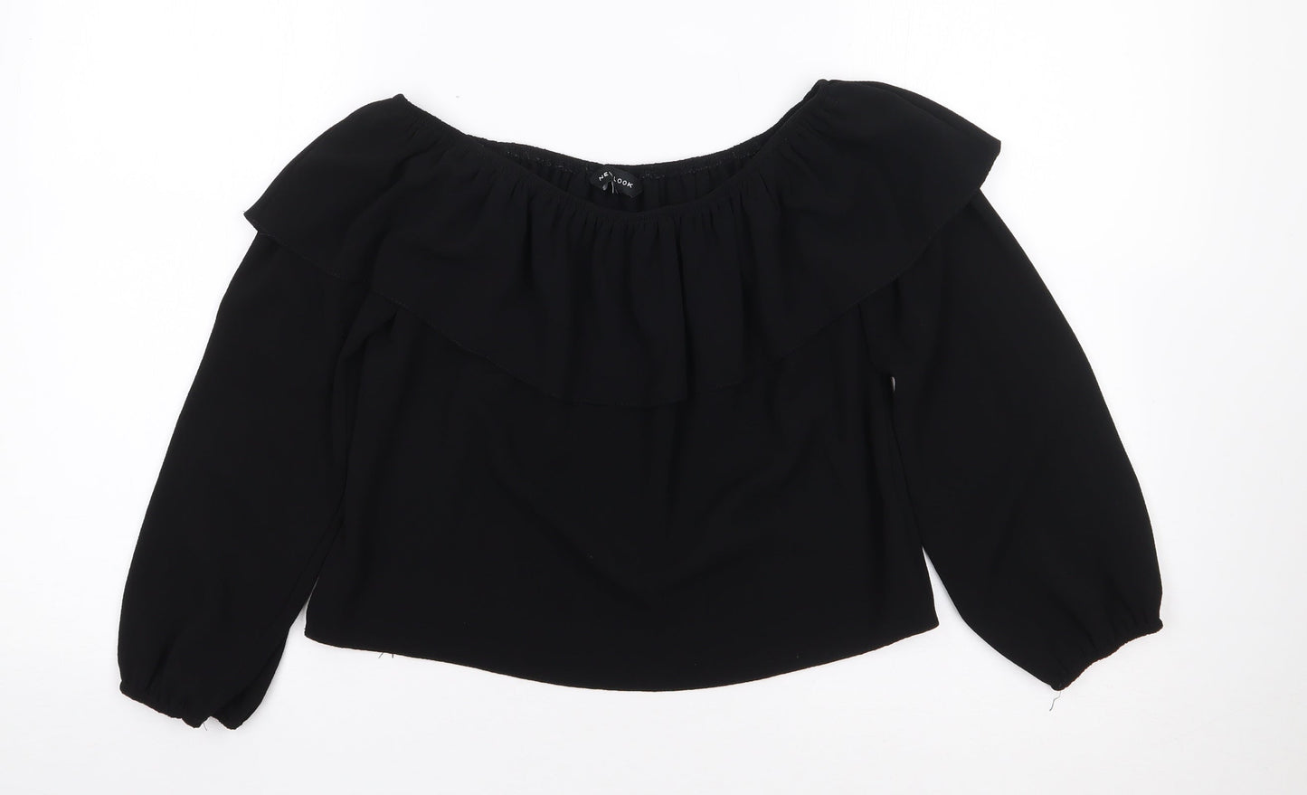 New Look  Womens Black  Polyester Cropped Blouse Size 8 Off the Shoulder
