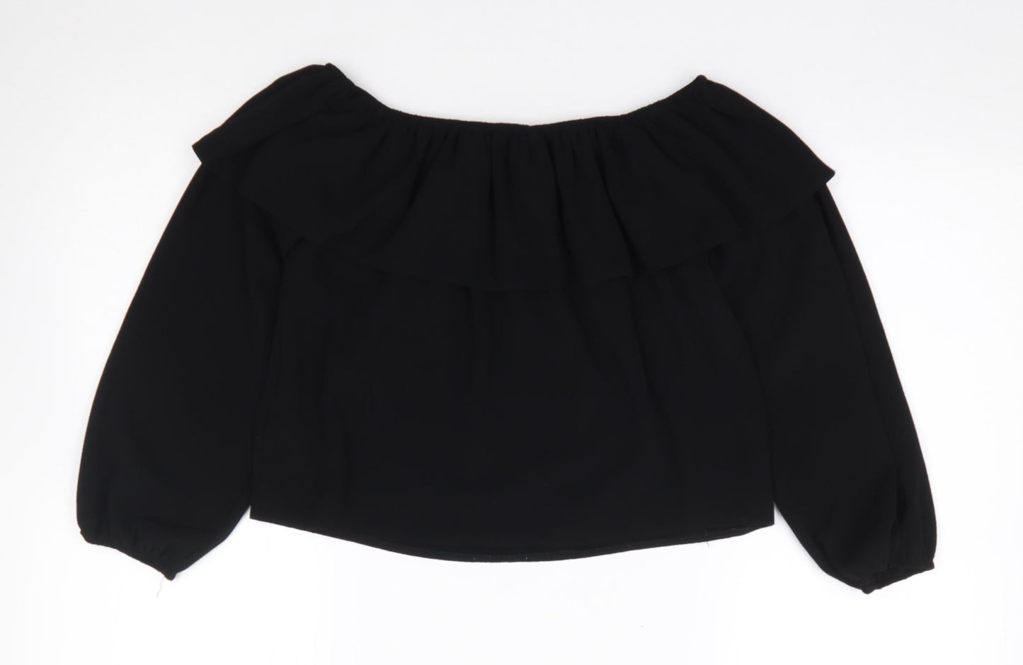 New Look  Womens Black  Polyester Cropped Blouse Size 8 Off the Shoulder
