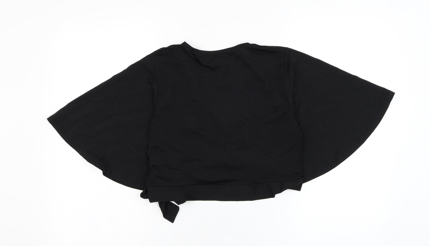New Look Womens Black  Polyester Wrap Blouse Size 14 V-Neck