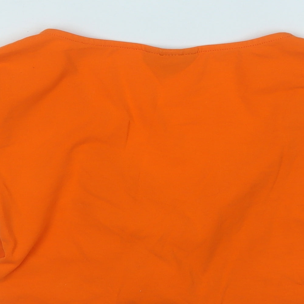 Topshop Womens Orange  Cotton Basic T-Shirt Size 8 V-Neck