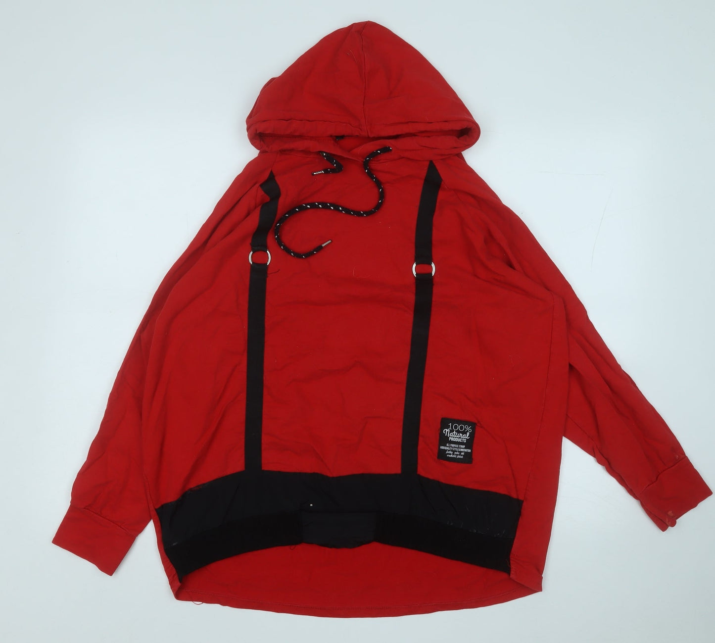 Studio Mens Red  Cotton Pullover Hoodie Size L