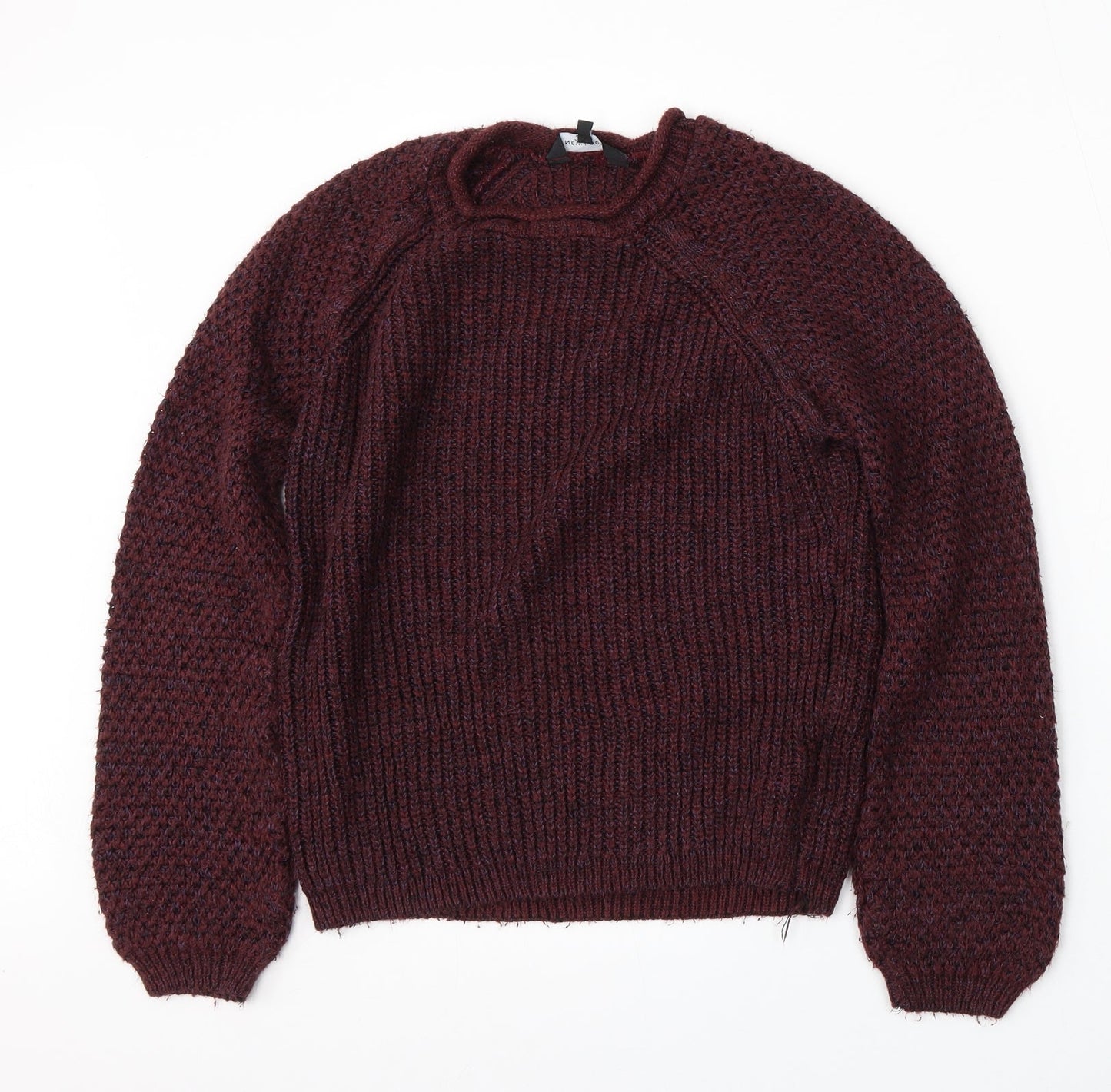 New Look Womens Red Round Neck  Acrylic Pullover Jumper Size 8