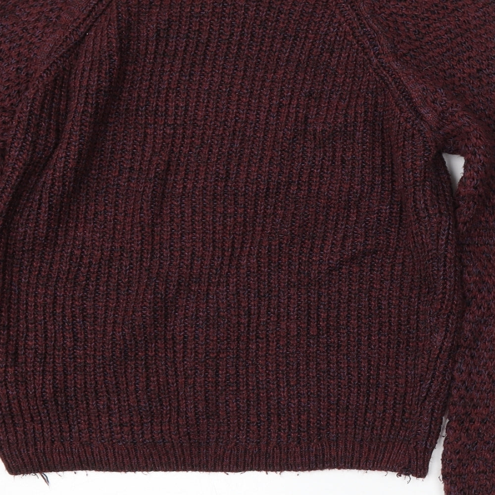 New Look Womens Red Round Neck  Acrylic Pullover Jumper Size 8