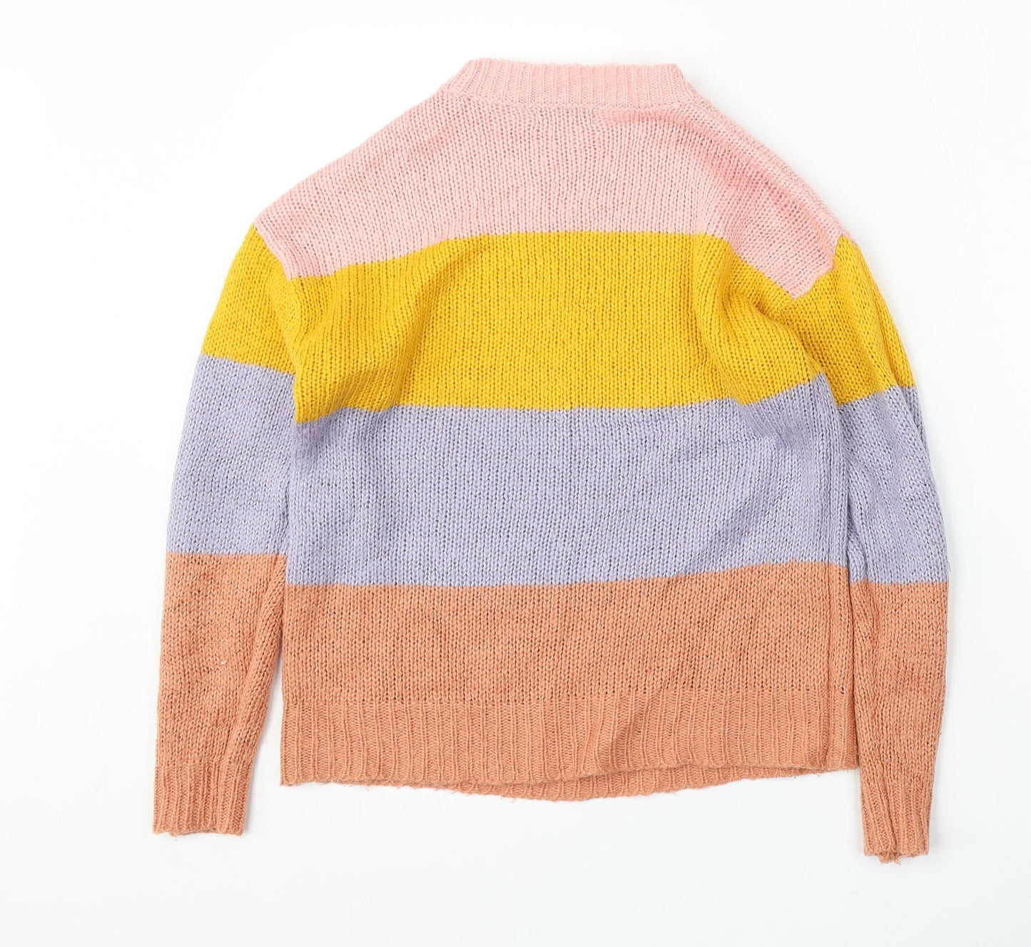 M&Co Womens Multicoloured Round Neck Striped Acrylic Pullover Jumper Size 10