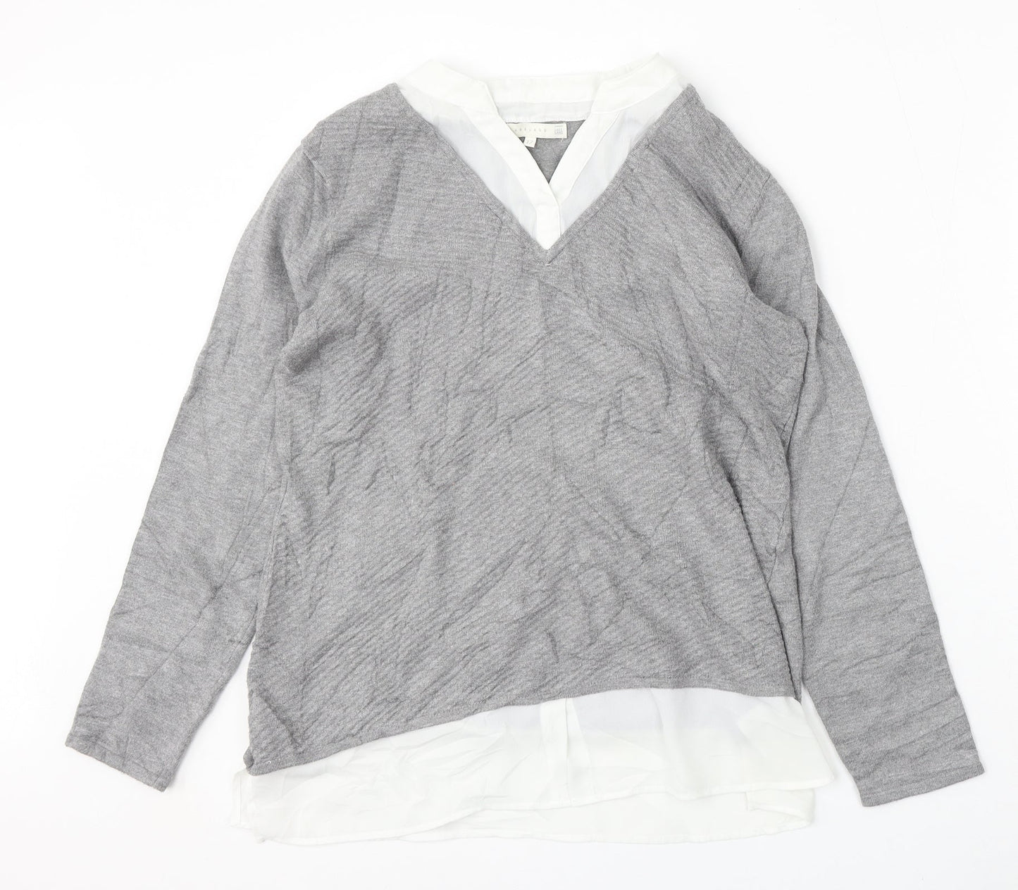 Lakeland Womens Grey V-Neck  Viscose Pullover Jumper Size 12