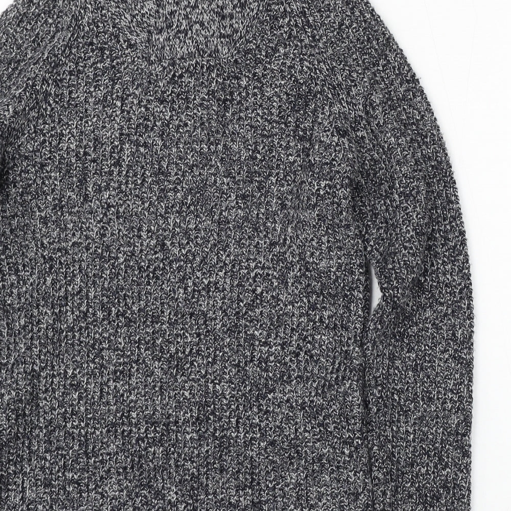 H&M Mens Grey Mock Neck  Acrylic Pullover Jumper Size M