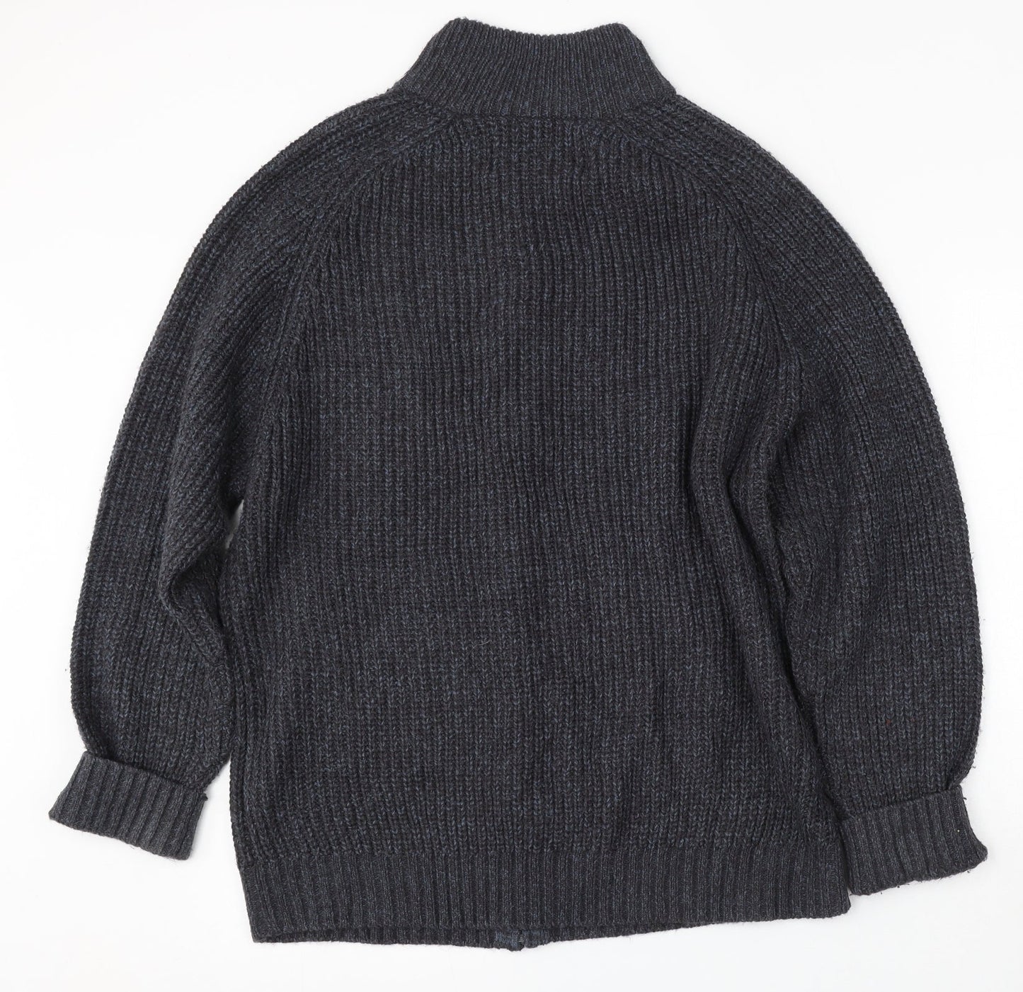 Jackdaw Womens Grey Mock Neck  Acrylic Cardigan Jumper Size XL