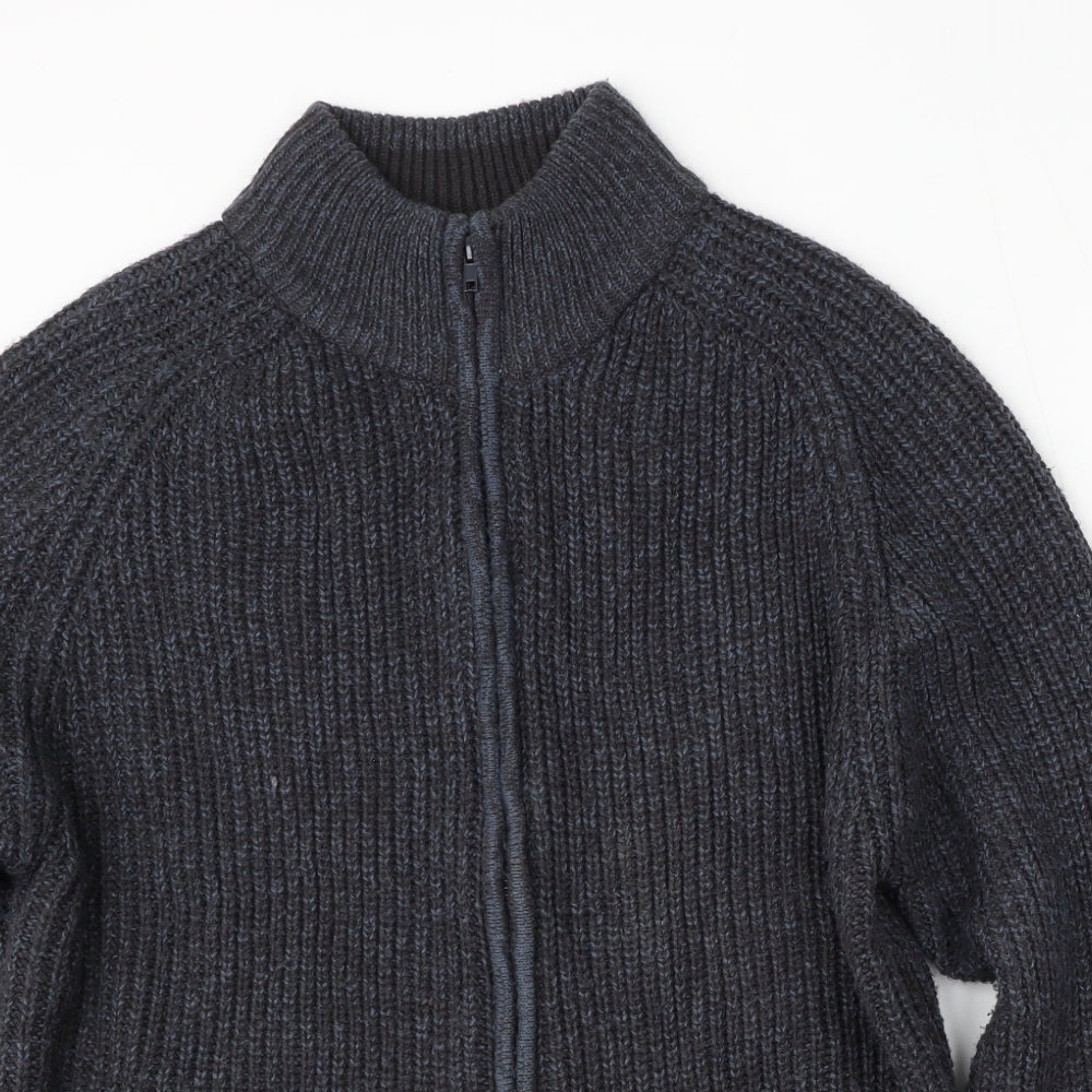 Jackdaw Womens Grey Mock Neck  Acrylic Cardigan Jumper Size XL