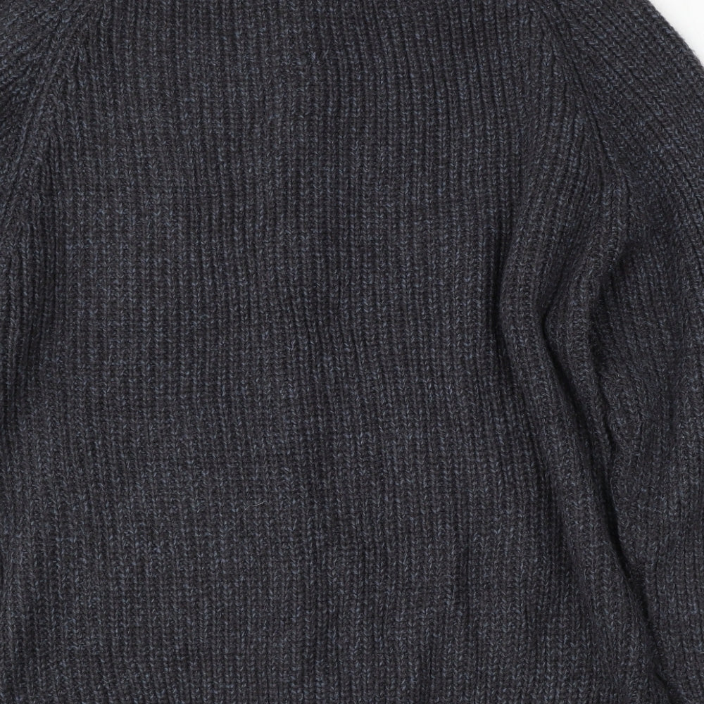 Jackdaw Womens Grey Mock Neck  Acrylic Cardigan Jumper Size XL