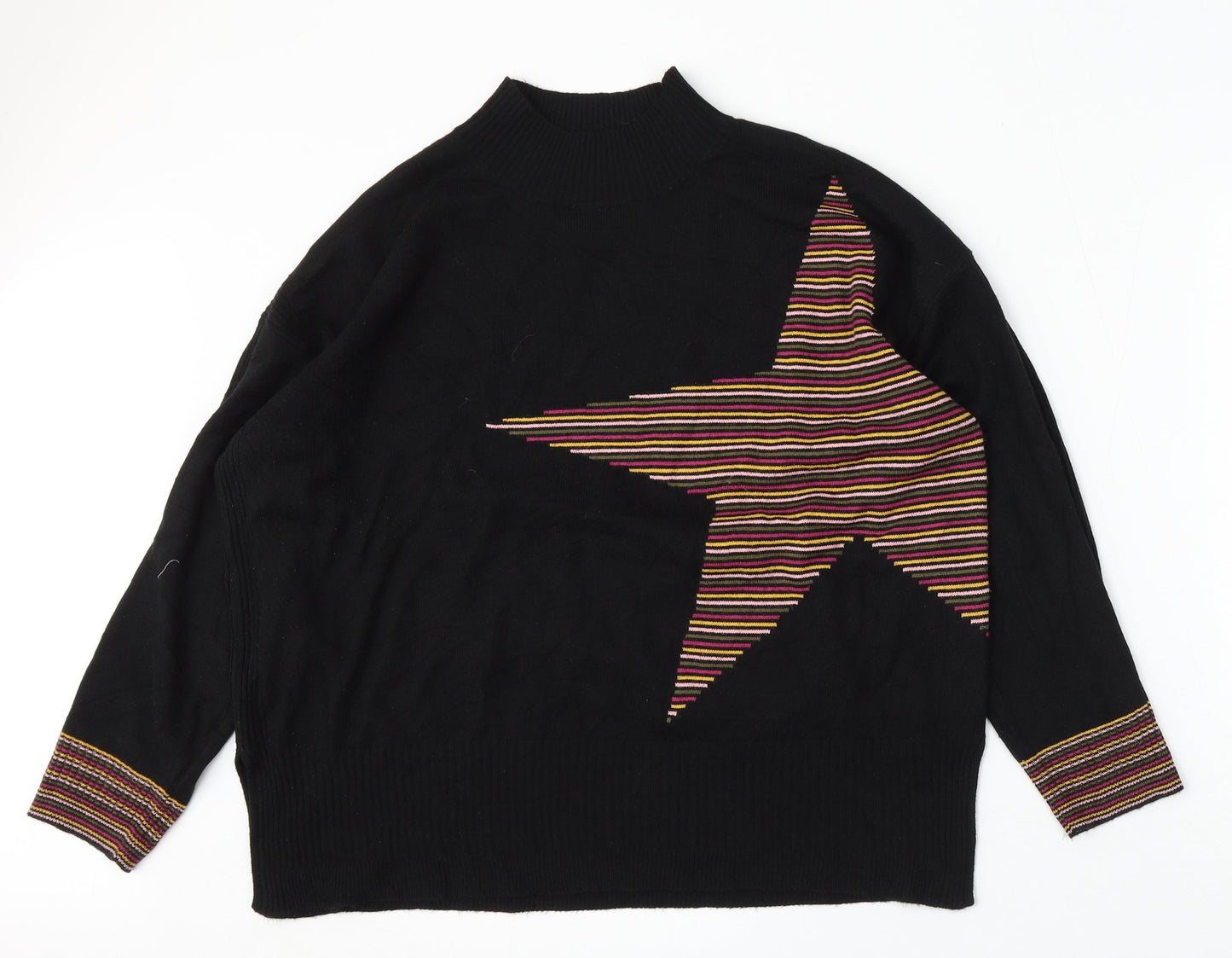 NEXT Womens Black Round Neck  Acrylic Pullover Jumper Size L