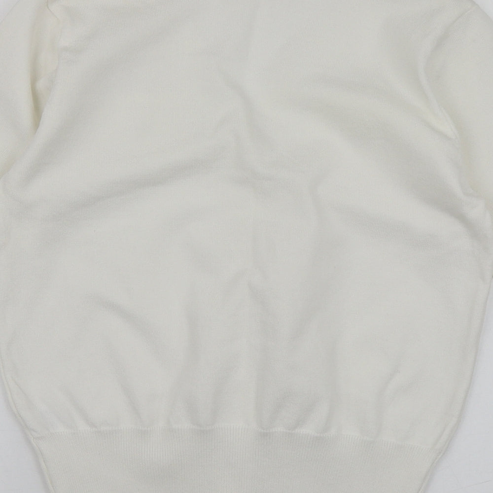 Luc-ce Womens White V-Neck  Viscose Cardigan Jumper Size M