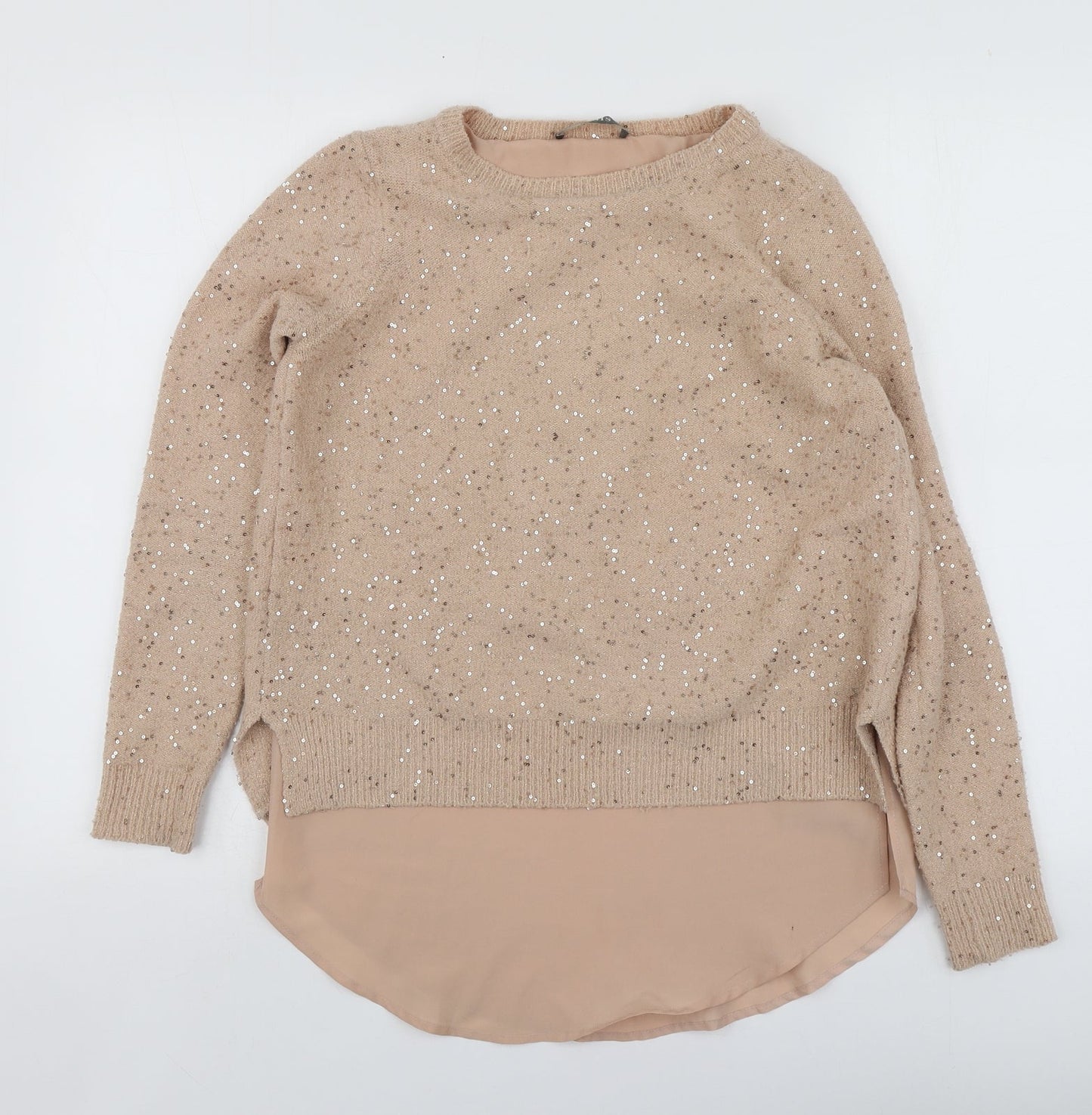 Oasis Womens Pink Round Neck  Acrylic Pullover Jumper Size XS