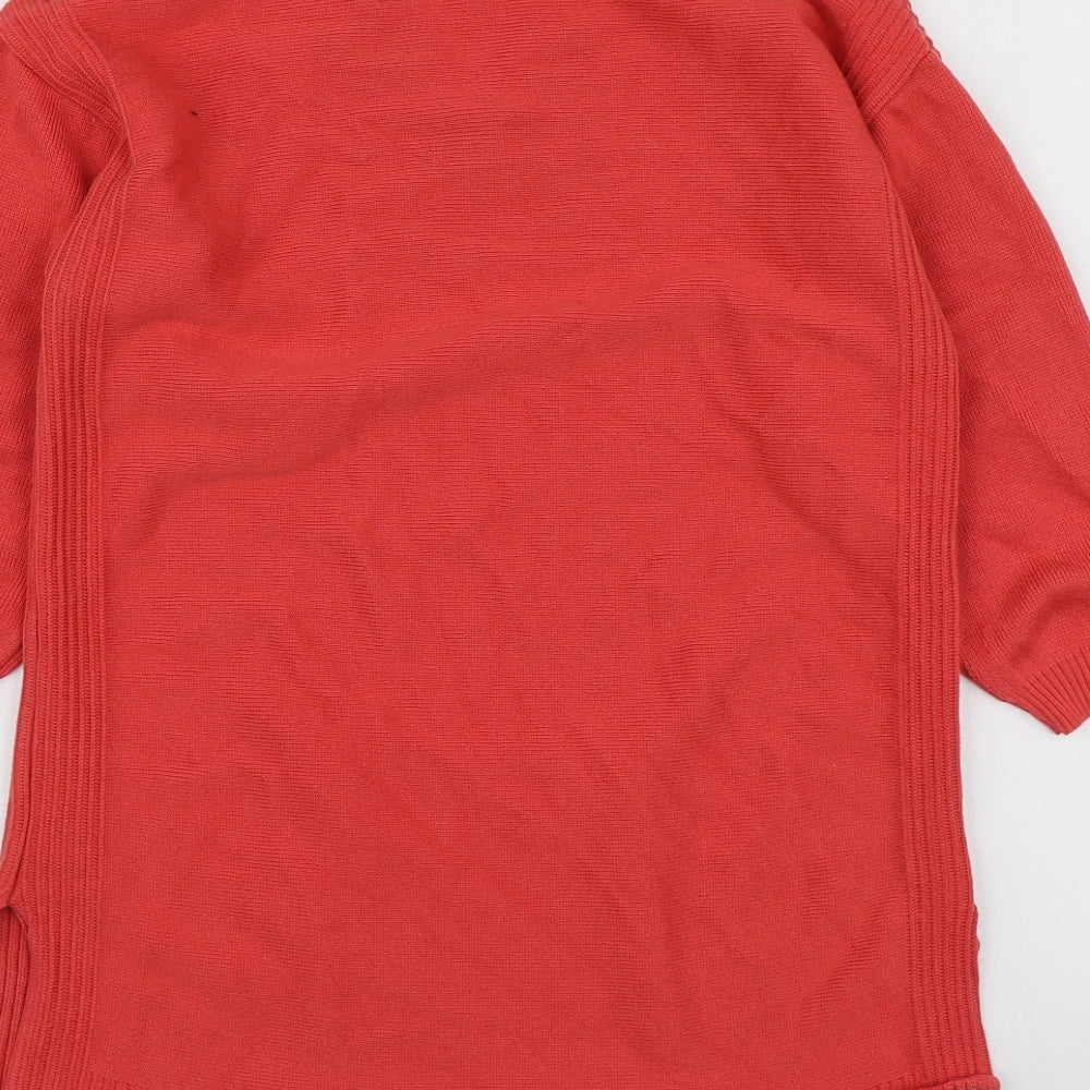 Afibel Womens Orange V-Neck  Acrylic Pullover Jumper Size 14