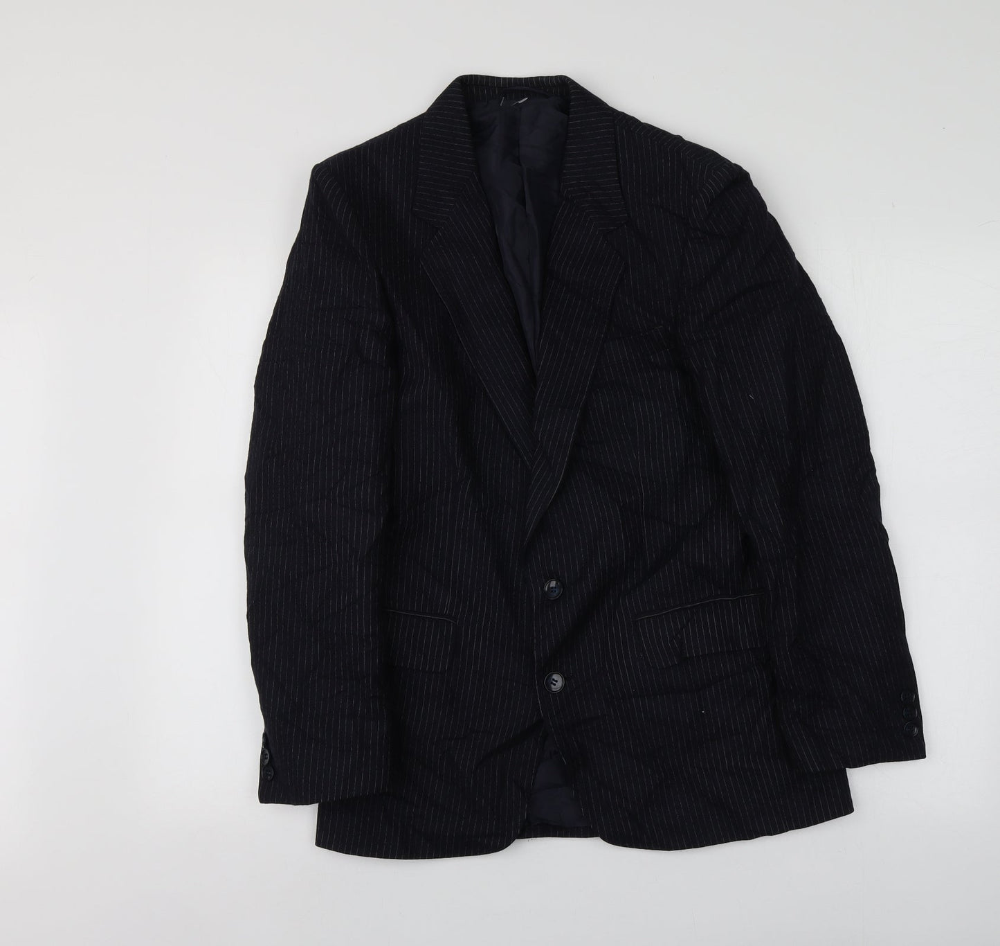 C&A Mens Blue Striped Wool Jacket Suit Jacket Size 36