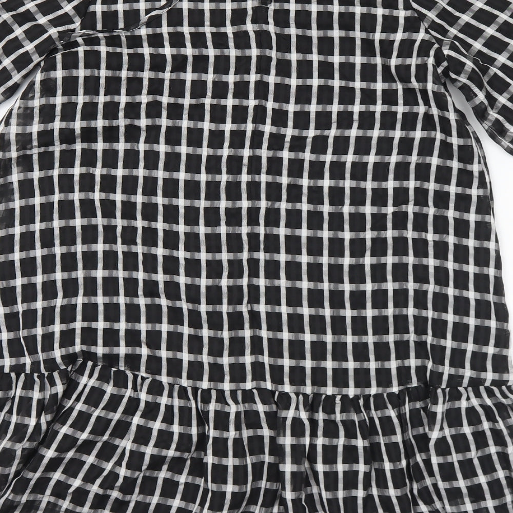 New Look Womens Black Check Polyester A-Line  Size 10  Round Neck