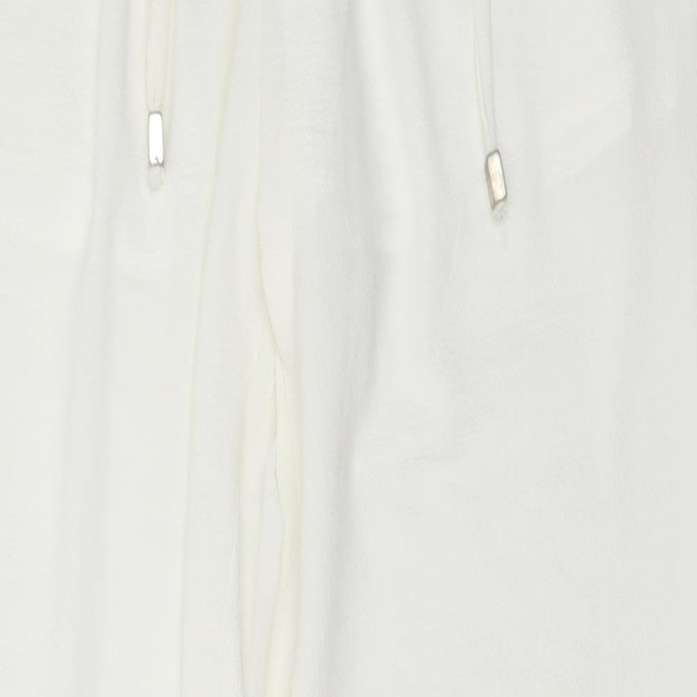Glamorous Womens White  Polyester Harem Trousers Size 8 L31 in Regular Drawstring