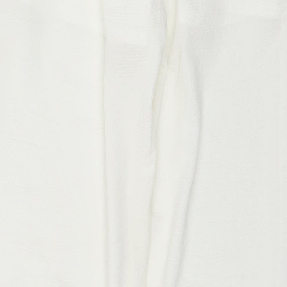 Glamorous Womens White  Polyester Harem Trousers Size 8 L31 in Regular Drawstring