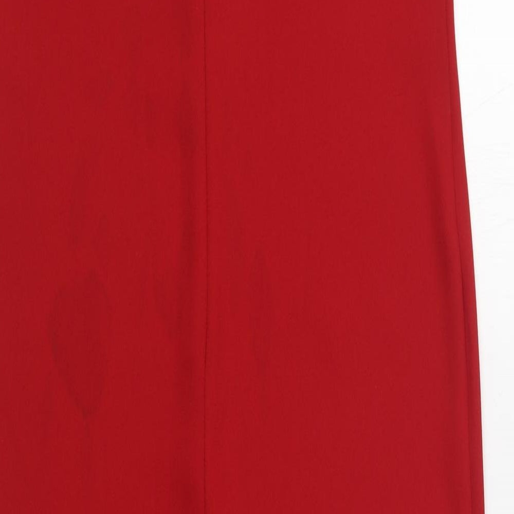 BHS Womens Red  Polyester Sheath  Size 12  V-Neck Zip