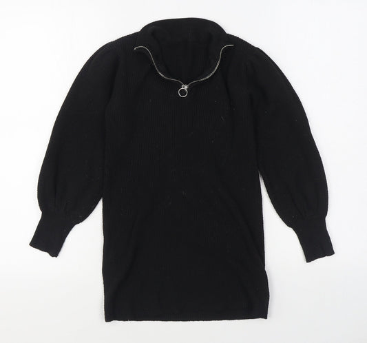 Dunnes Stores Girls Black V-Neck  Polyester Pullover Jumper Size 10-11 Years  Pullover