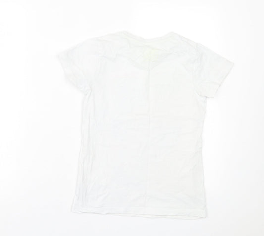 Matalan Girls White  Cotton Basic T-Shirt Size 9 Years Crew Neck Pullover