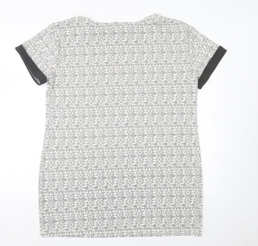 NEXT Womens Grey Geometric Polyester A-Line  Size 18  Crew Neck Pullover