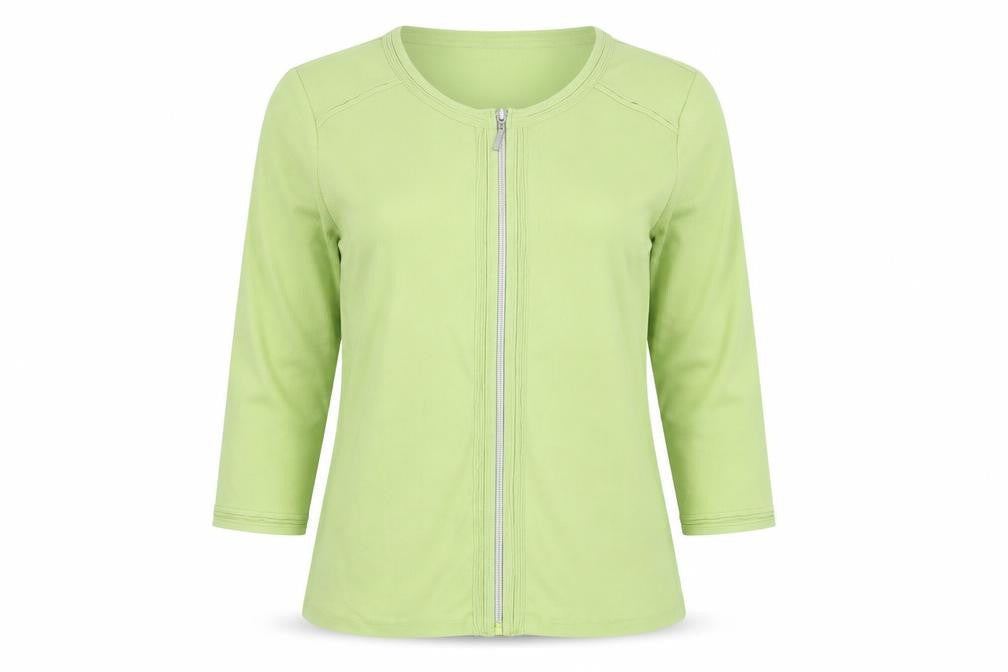Barbara Lebek Womens Green Crew Neck  Cotton Cardigan Jumper Size 10