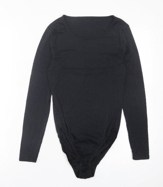 St.Micheal Womens Black  Nylon Bodysuit One-Piece Size 12  Button