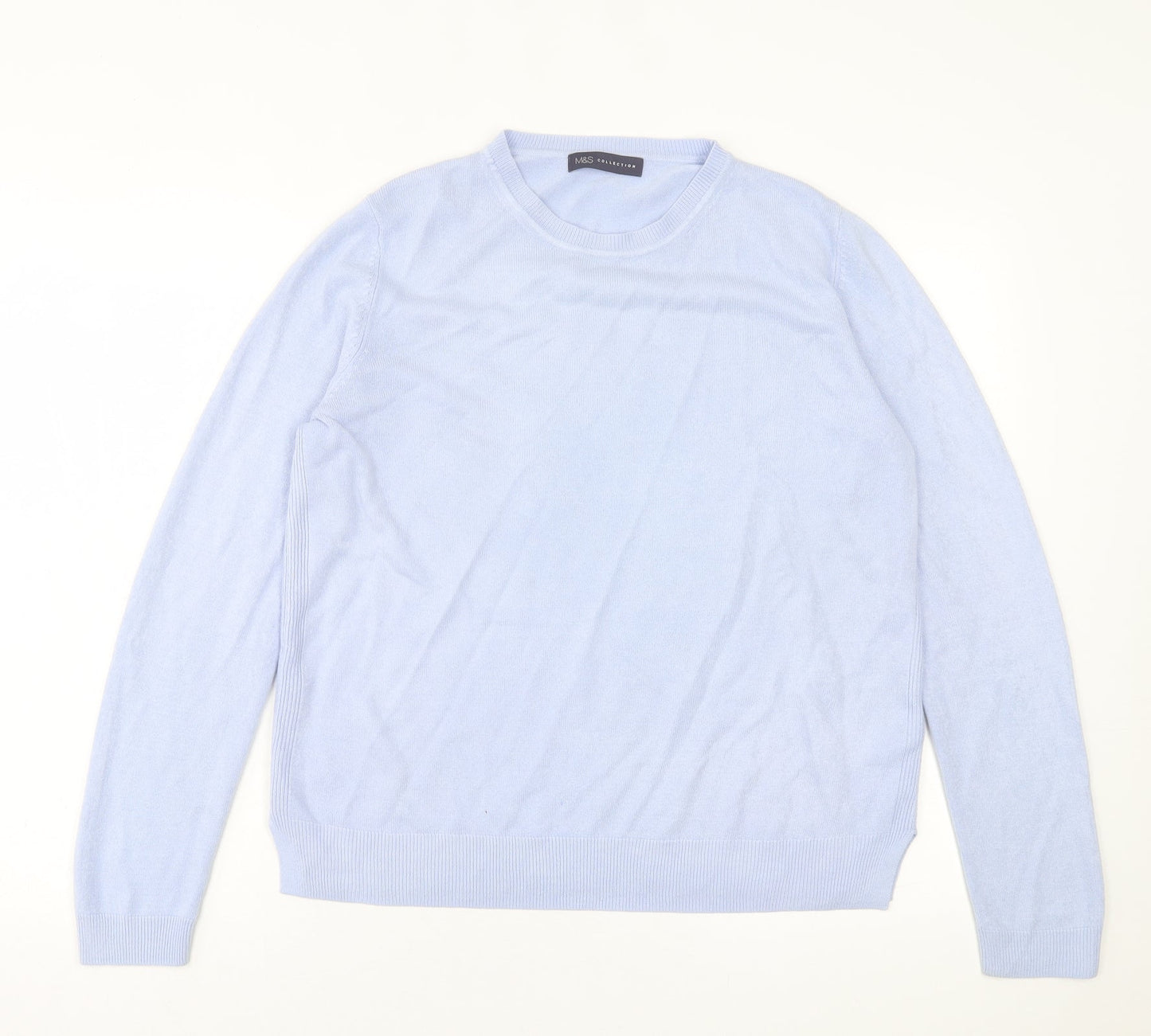 Marks and Spencer Womens Blue Crew Neck  Acrylic Pullover Jumper Size 14