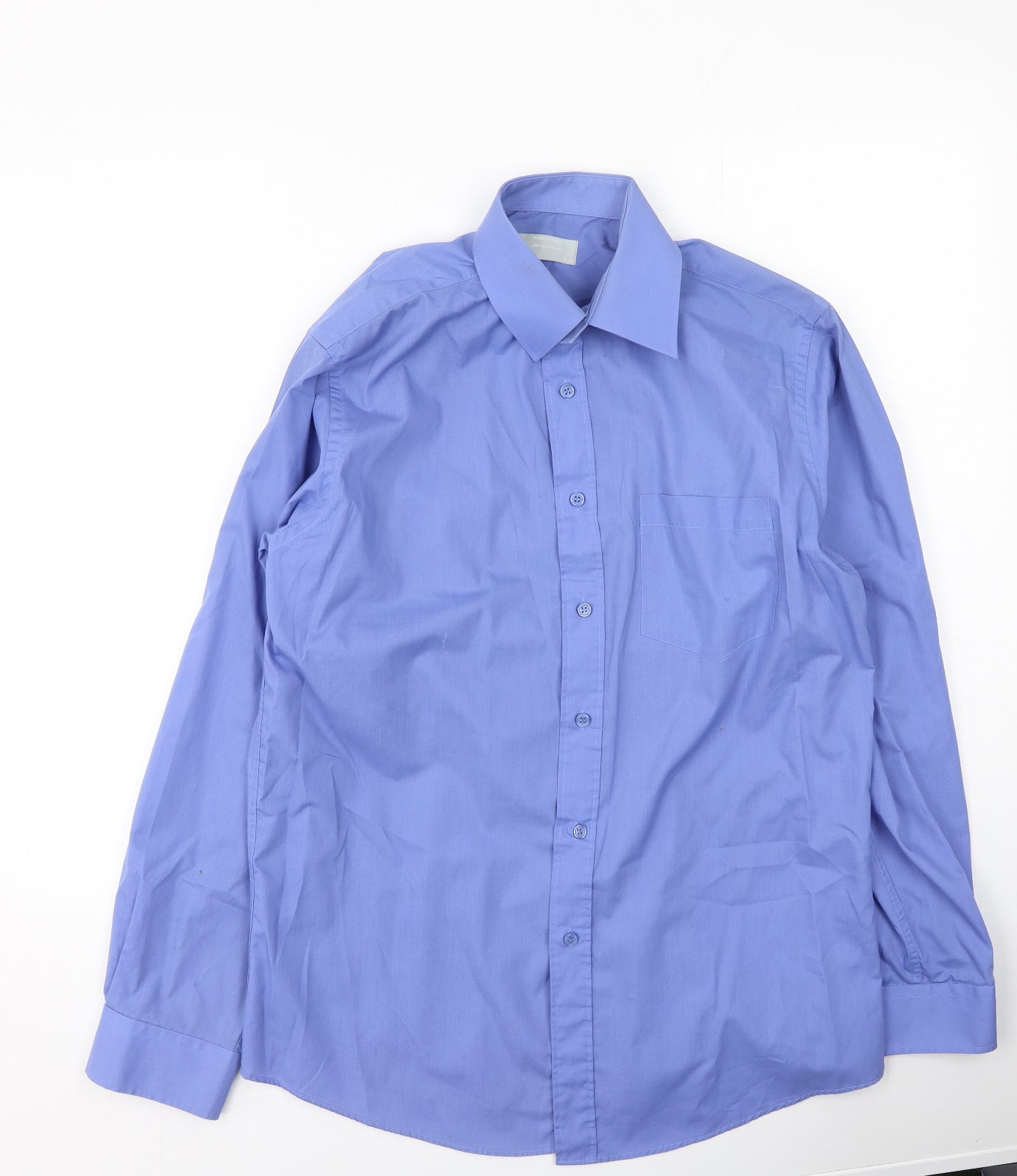 Dunnes Stores Mens Blue  Cotton  Button-Up Size 38 Collared