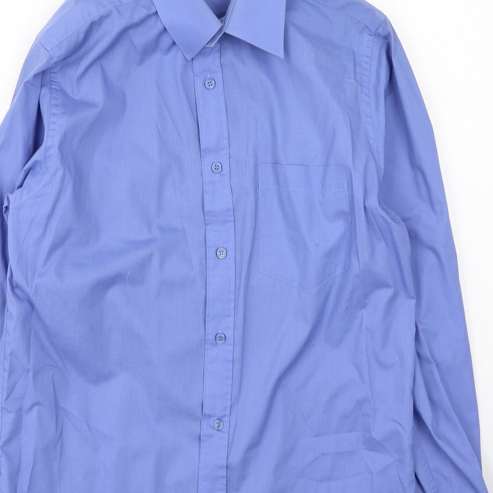 Dunnes Stores Mens Blue  Cotton  Button-Up Size 38 Collared