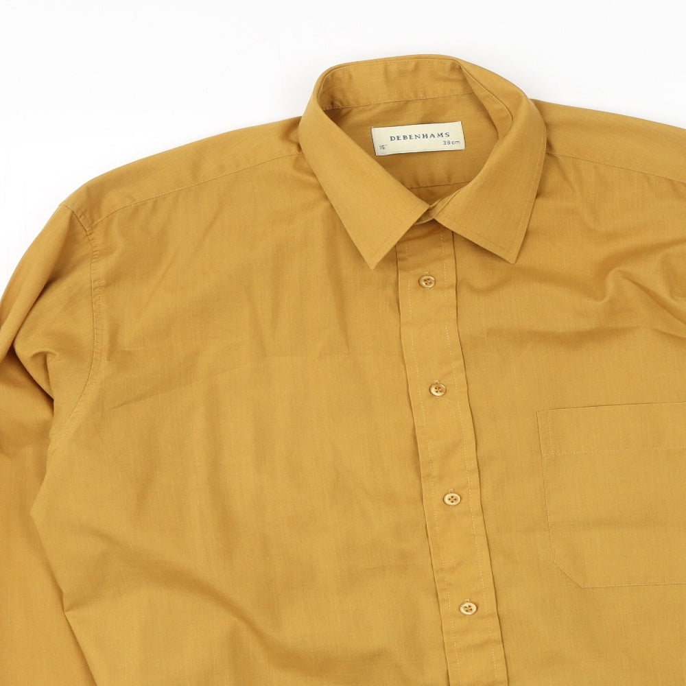 Debenhams Mens Orange  Cotton  Button-Up Size 38 Collared
