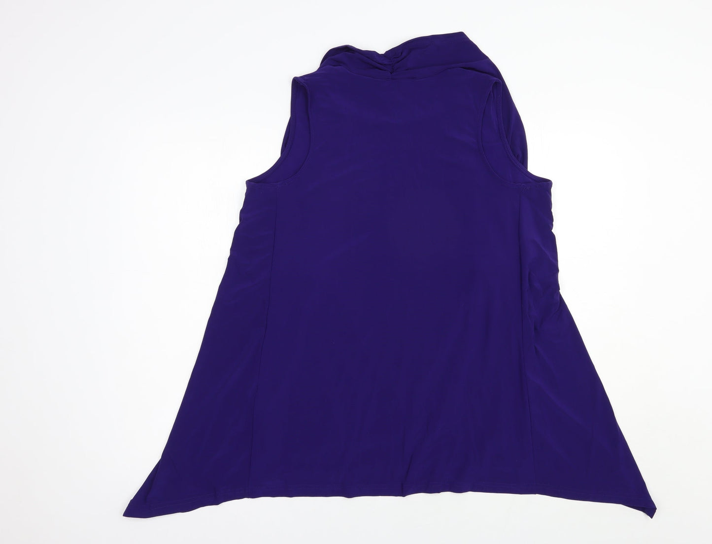 Nina Leonard Womens Purple  Polyester Basic Blouse Size L Round Neck