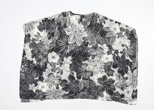 Anthony Studio Womens Black Floral Polyester Tunic Blouse Size S V-Neck - Beach Cover Up