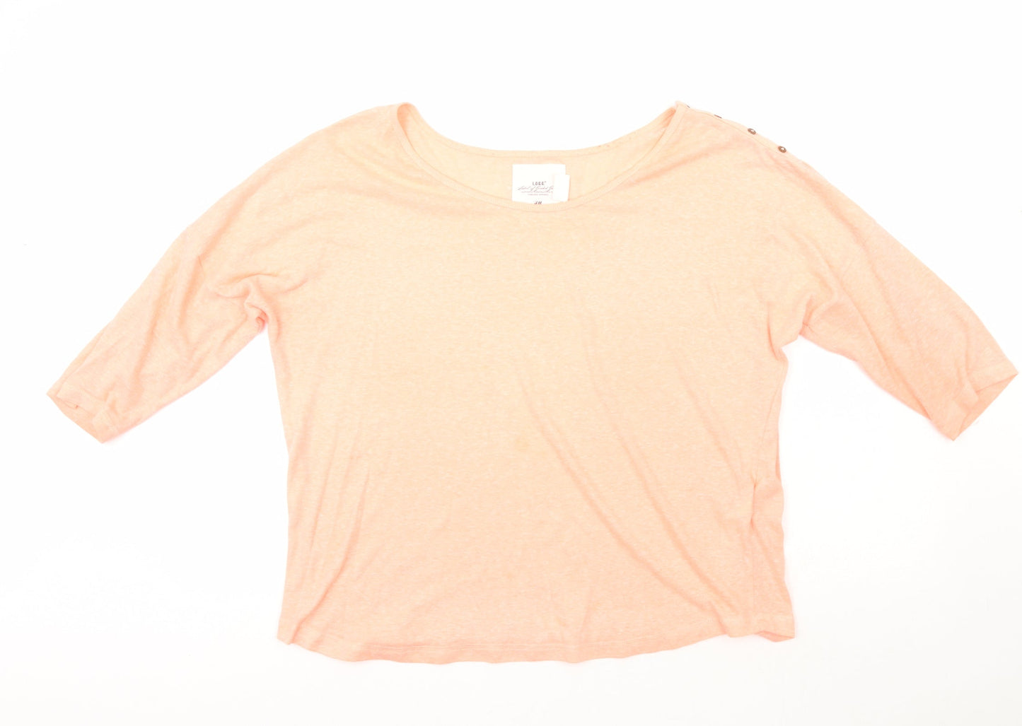 H&M Womens Pink  Cotton Basic T-Shirt Size 14 Boat Neck
